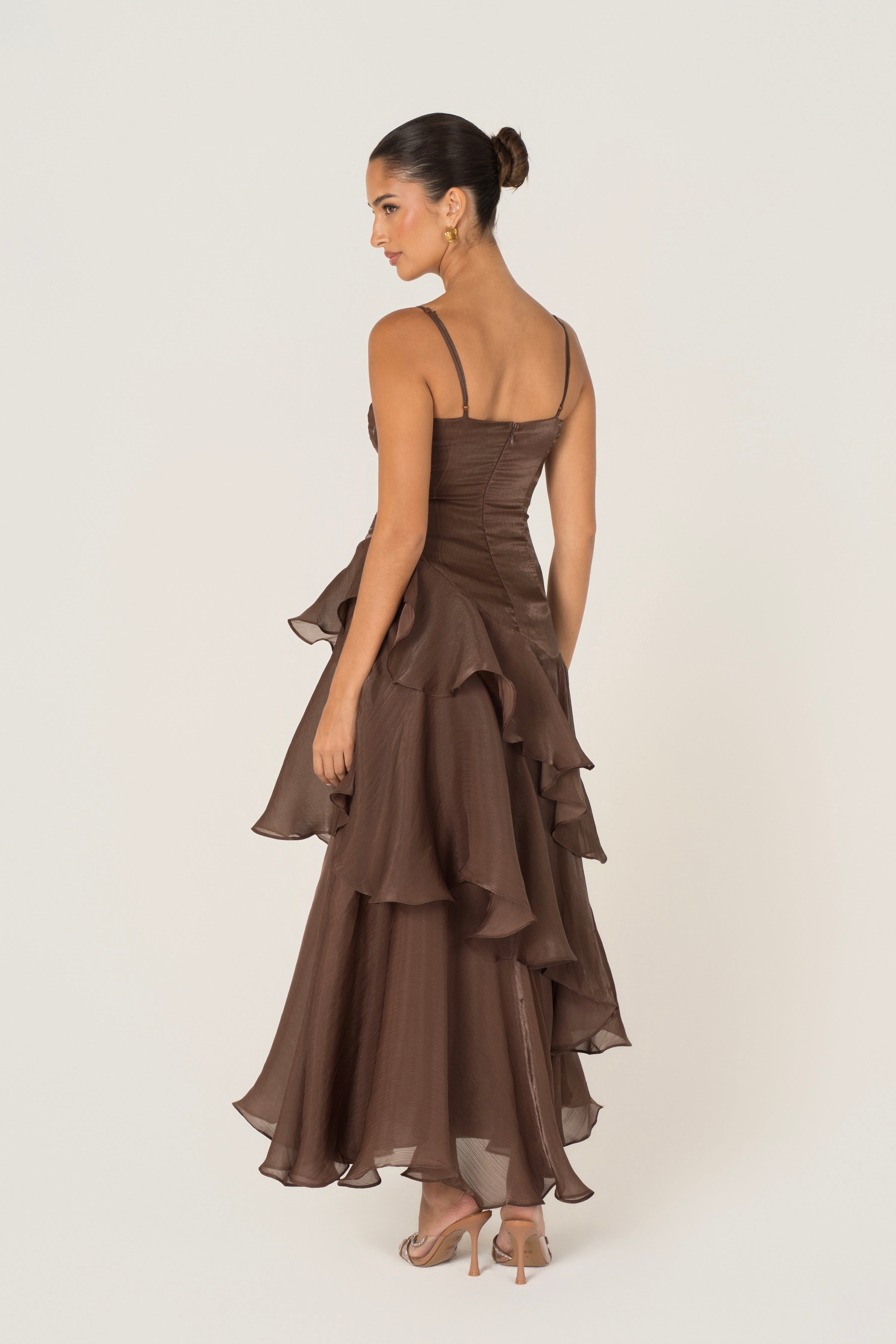 Johanna Shimmering Ruffle Maxi Dress