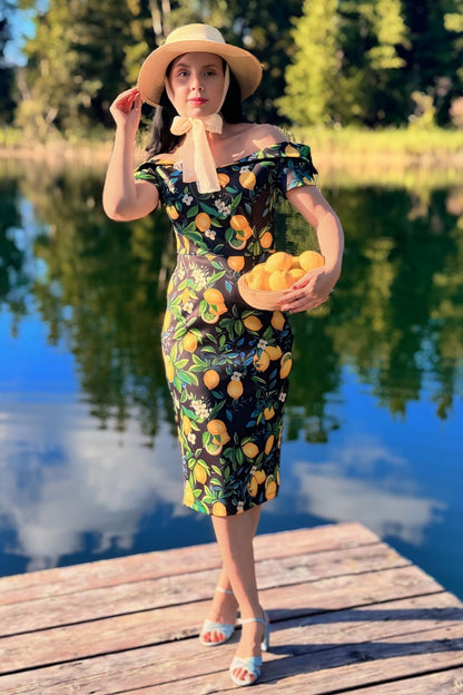 Monroe Black Lemon Pencil Dress