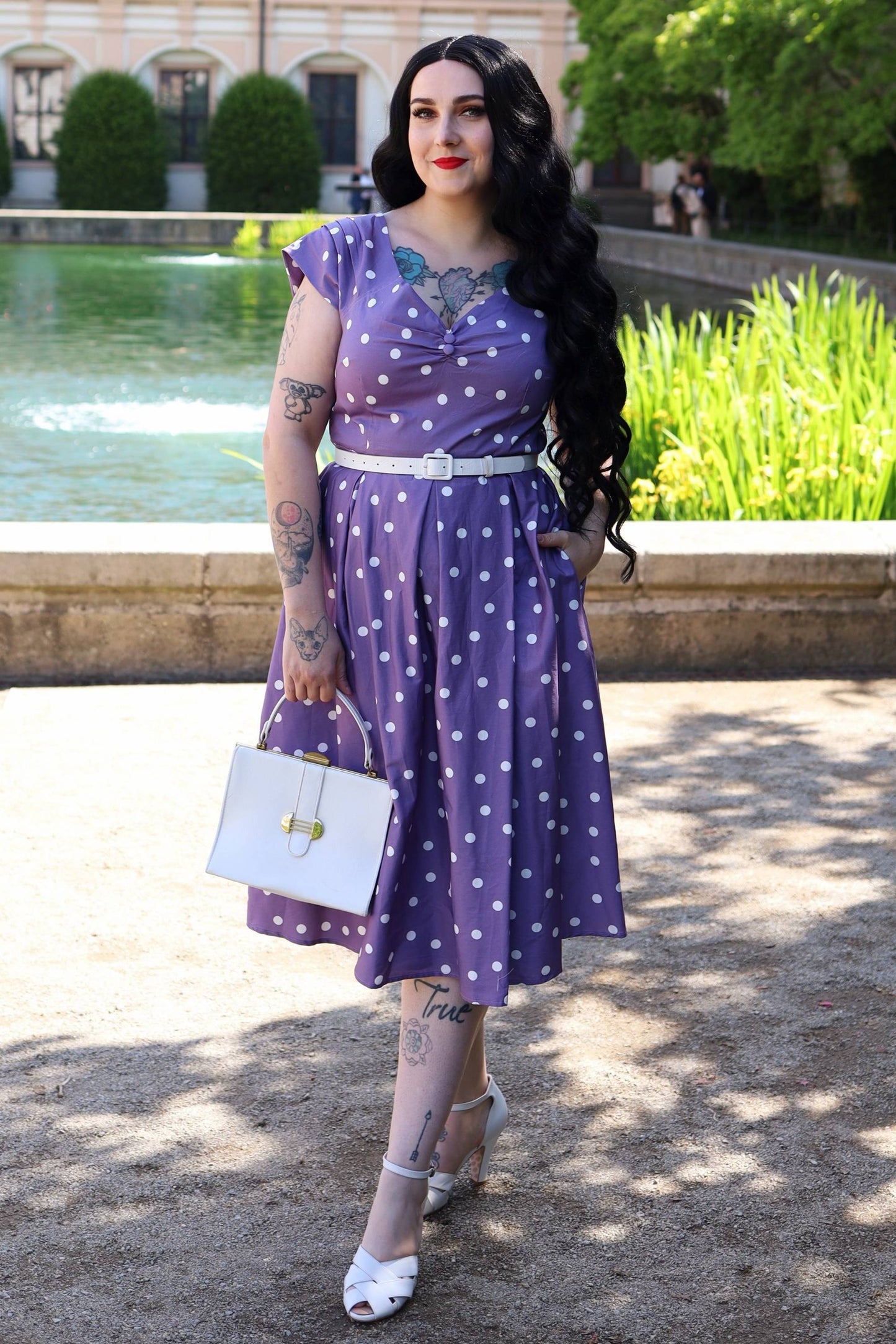 Lily Polka Dot Off Shoulder Midi Dress