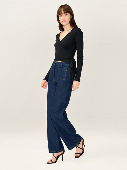 Napeta Ballet Wrap Top in Black