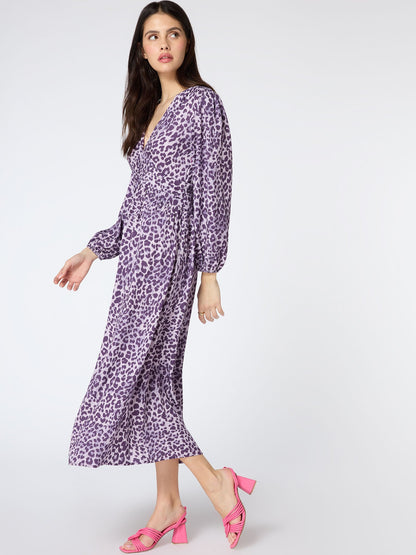 Talia Dress in Purple Cheetah Print