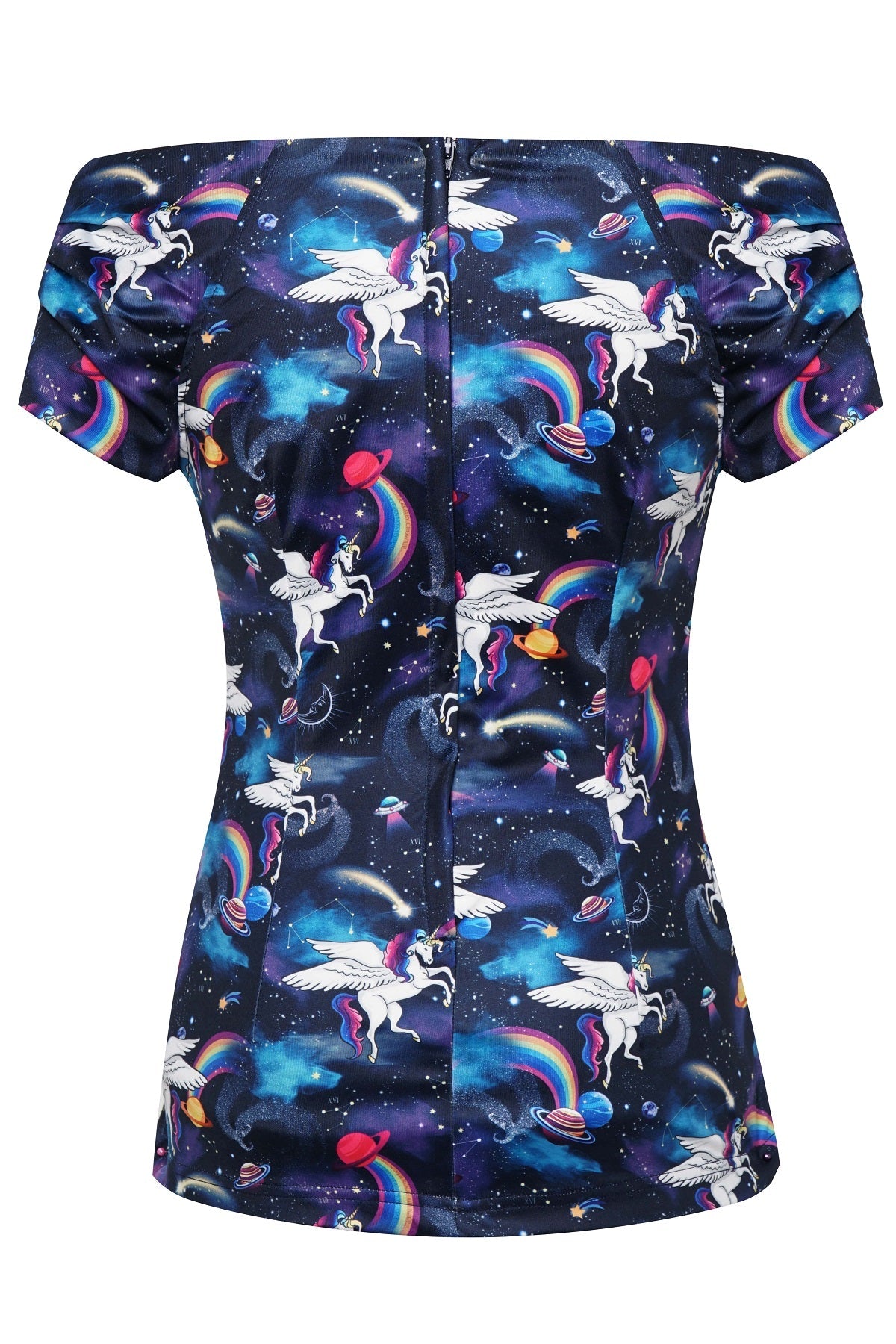 Lilian Off Shoulder Blue Unicorn Top