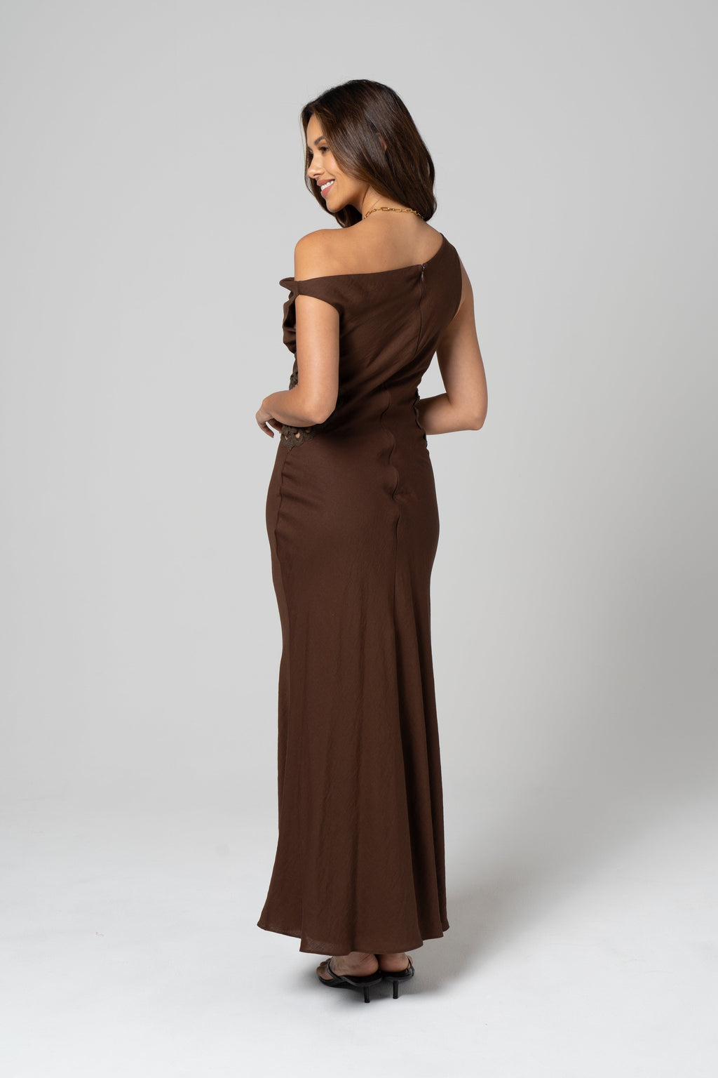 Petra Chocolate Drop Shoulder Maxi Dress