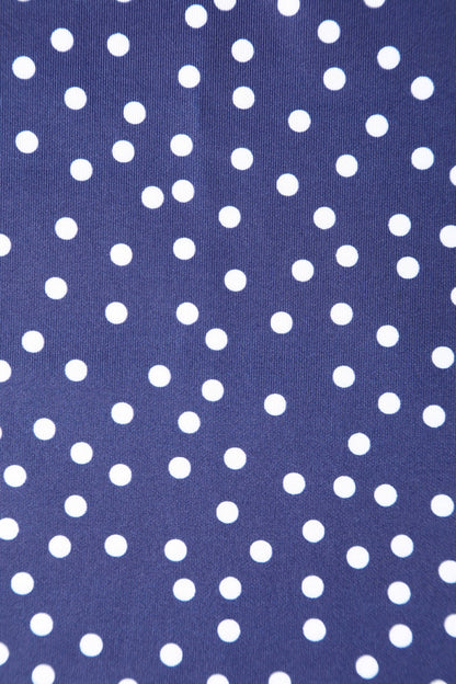 Norma Cross Strap Fitted Dress in Blue Polka Dots