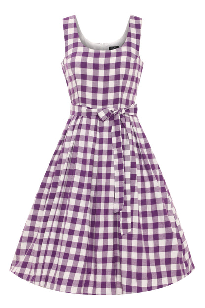 Amanda Purple Gingham Swing Dress