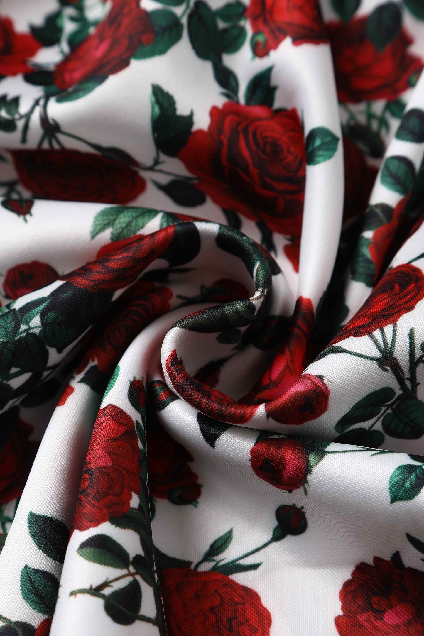 Amanda Retro Red Roses Swing Dress In White