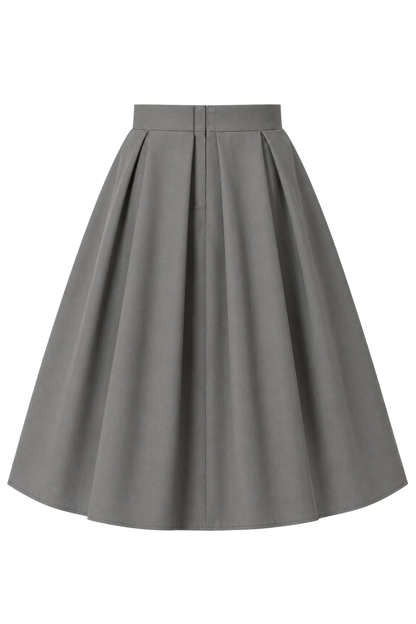 Aisley Grey Plain Pleated Flared Skirt