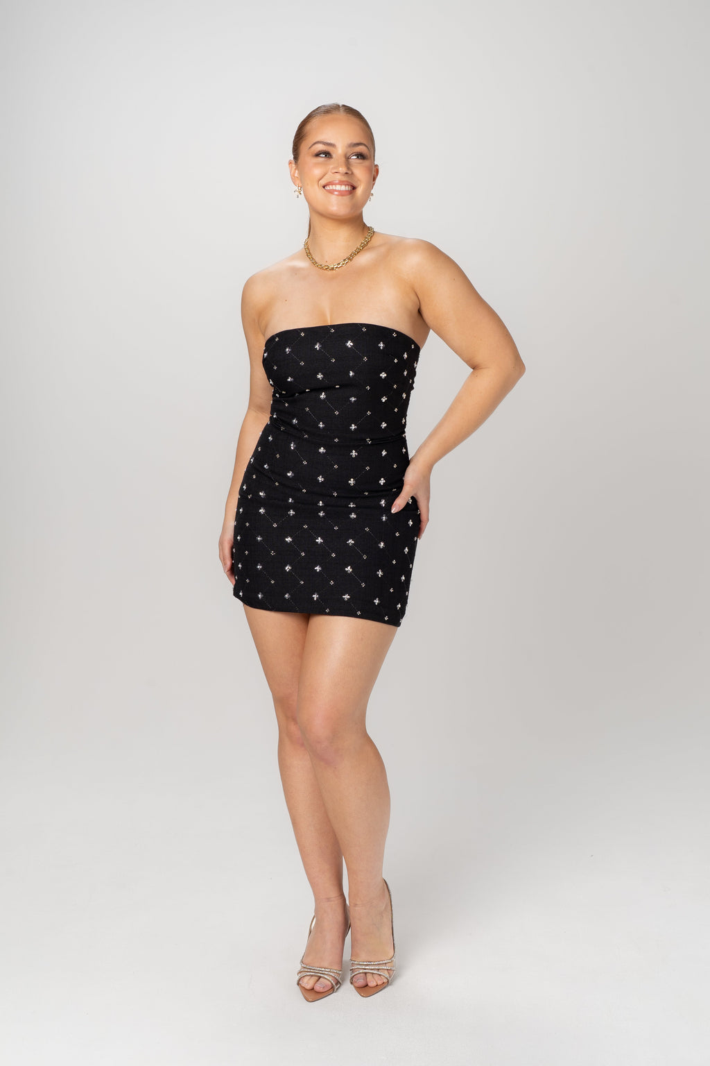 Sable Strapless Beaded Black Mini Dress