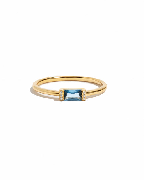 Aquamarine Simple Baguette Ring