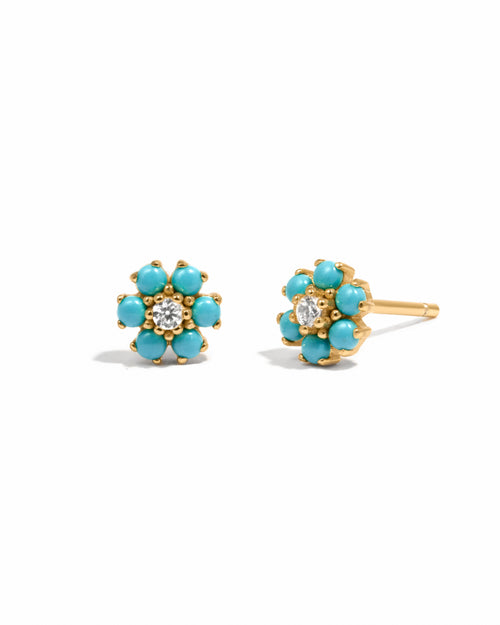 Turquoise Flower Studs