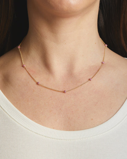 Ruby Beaded Pavé Necklace
