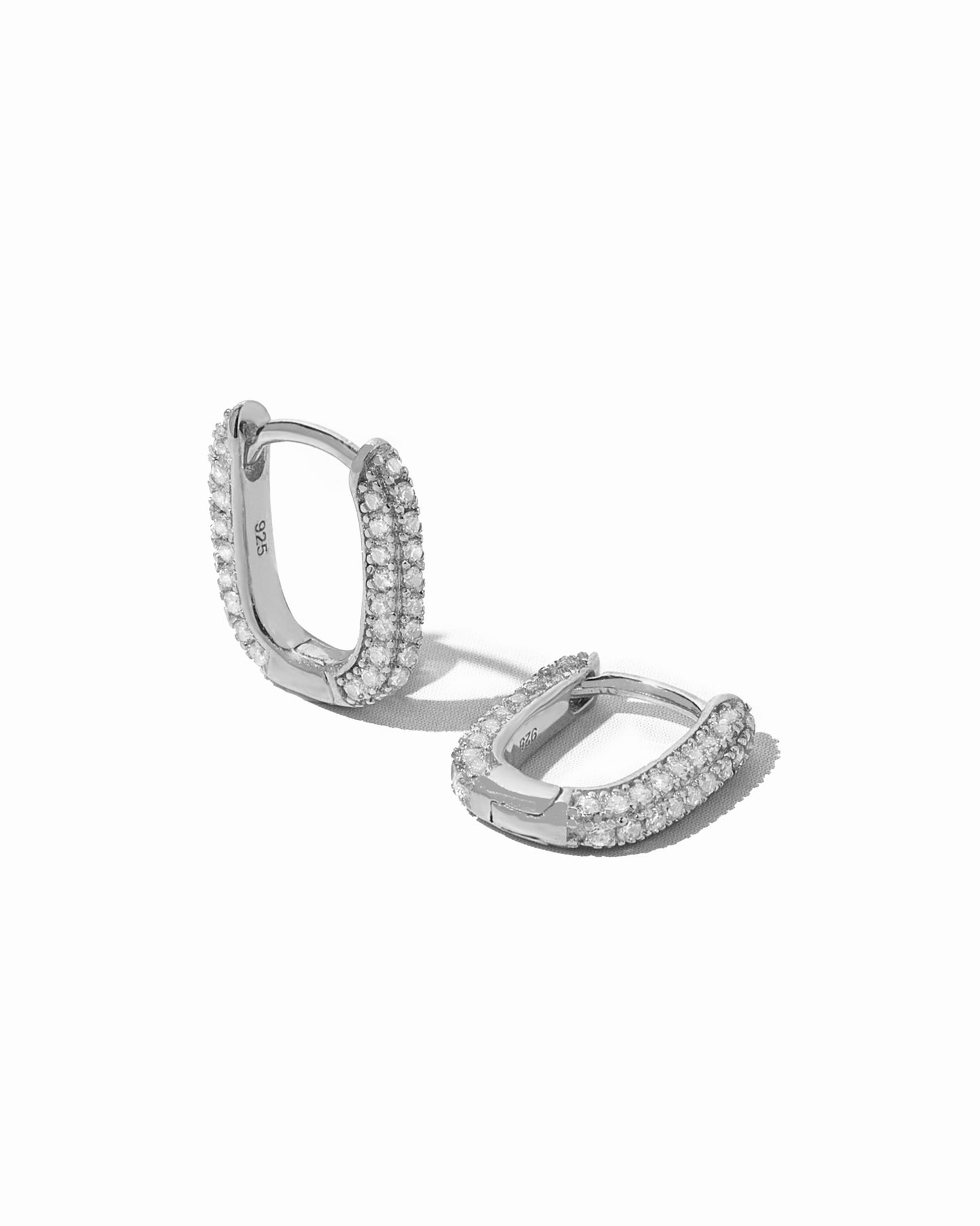Oval Pavé Huggies