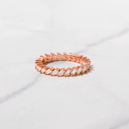 Slanted White CZ Baguette Ring