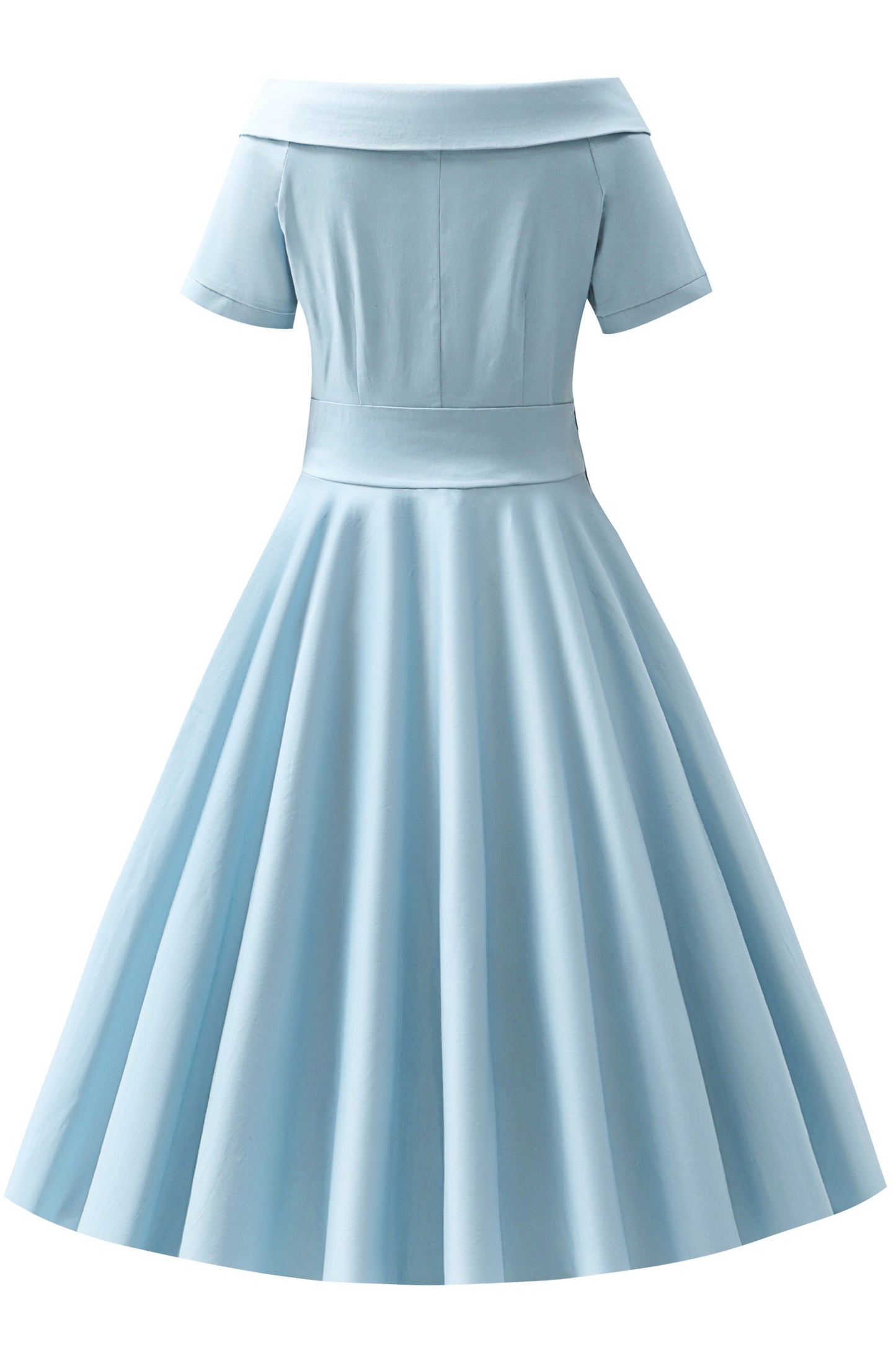 Darlene Roll Collar Circle Dress In Light Blue