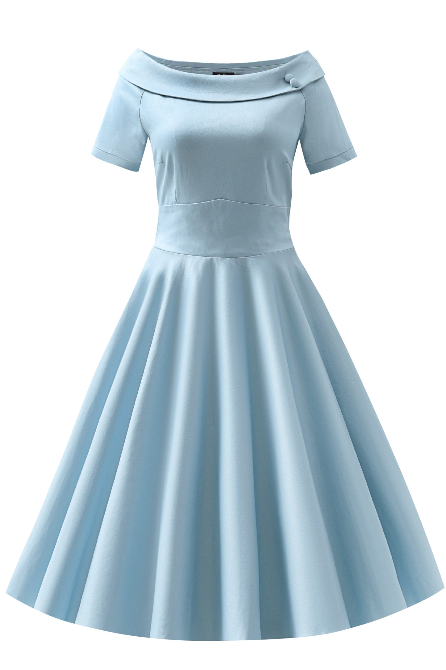 Darlene Roll Collar Circle Dress In Light Blue