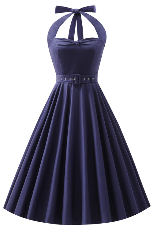 Daisy Navy Halter Dress