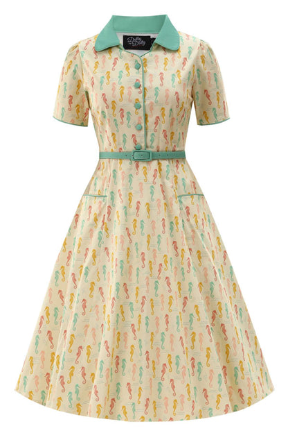 Mabel Seahorse Midi Shirt Dress
