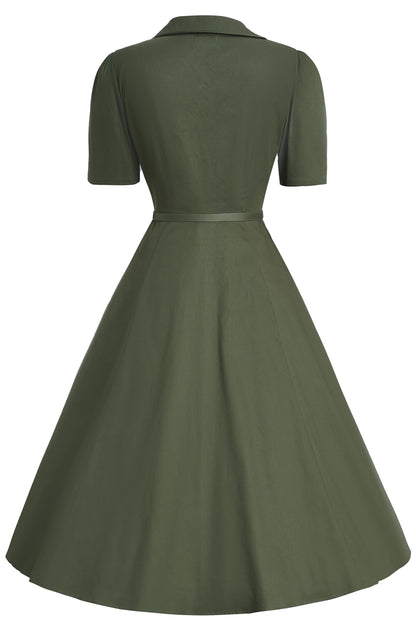 Mabel Olive Green Midi Shirt Dress