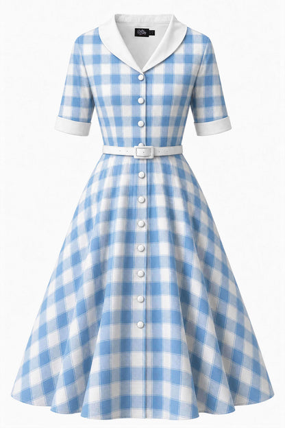 Mollie Blue Gingham Full Circle Shirt Dress