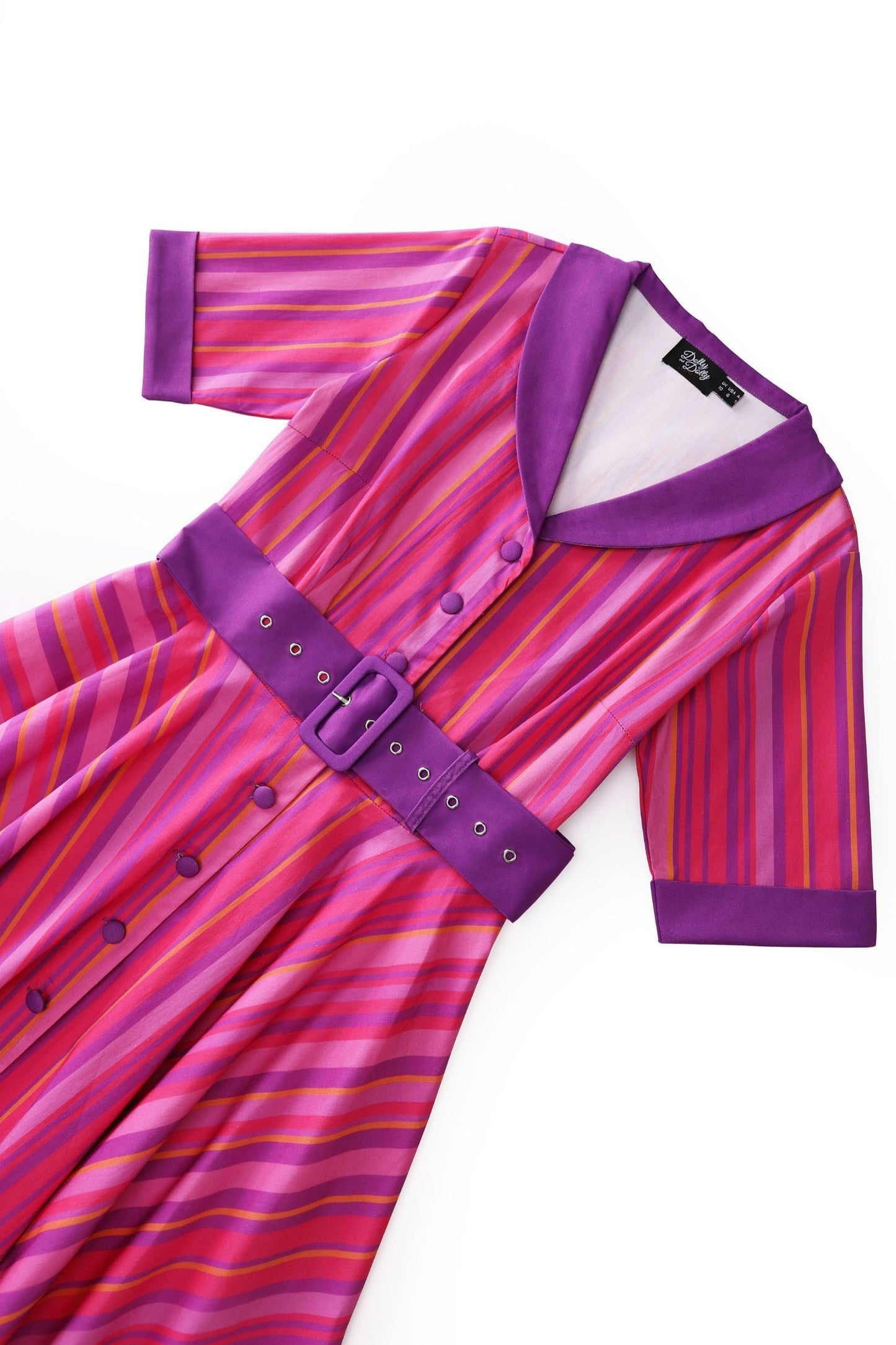 Mollie Pink Striped Full Circle Shirt Dress