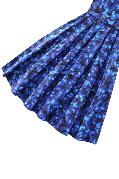 Helen Blue Floral Cotton Midi Dress