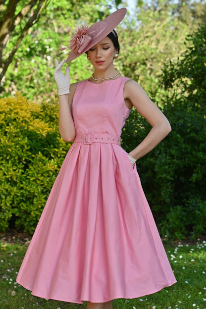 Helen Light Pink Cotton Midi Dress