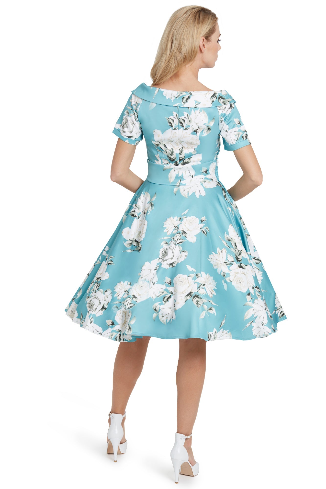 Darlene Mint Floral Flared Dress