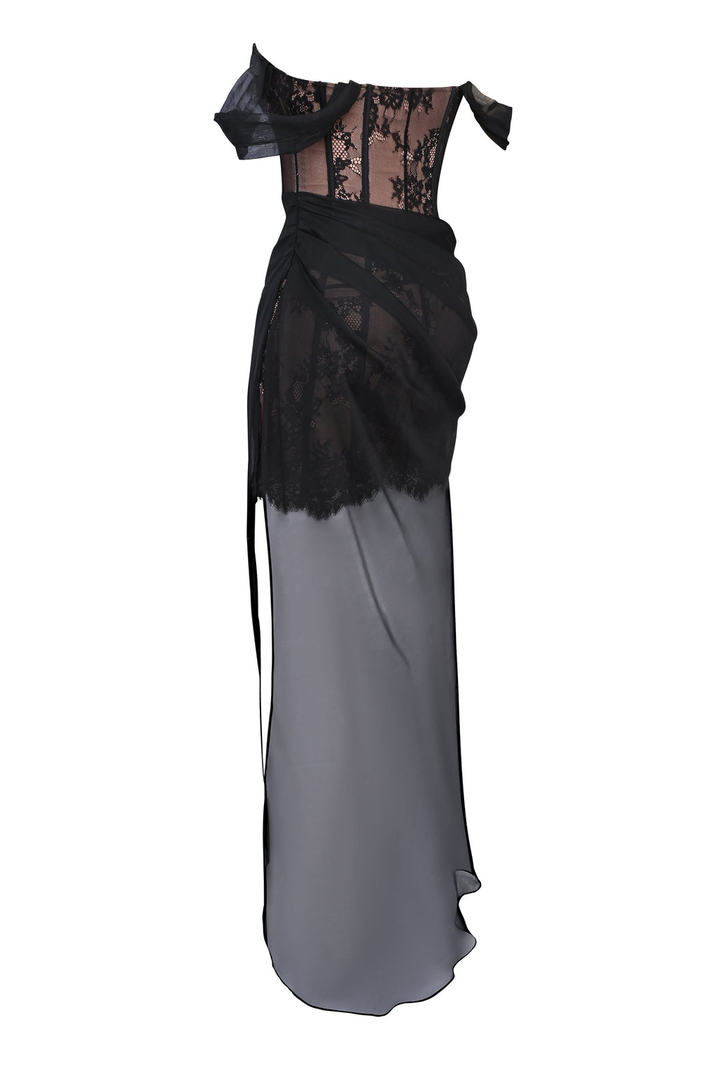 black off shoulder lace maxi dress