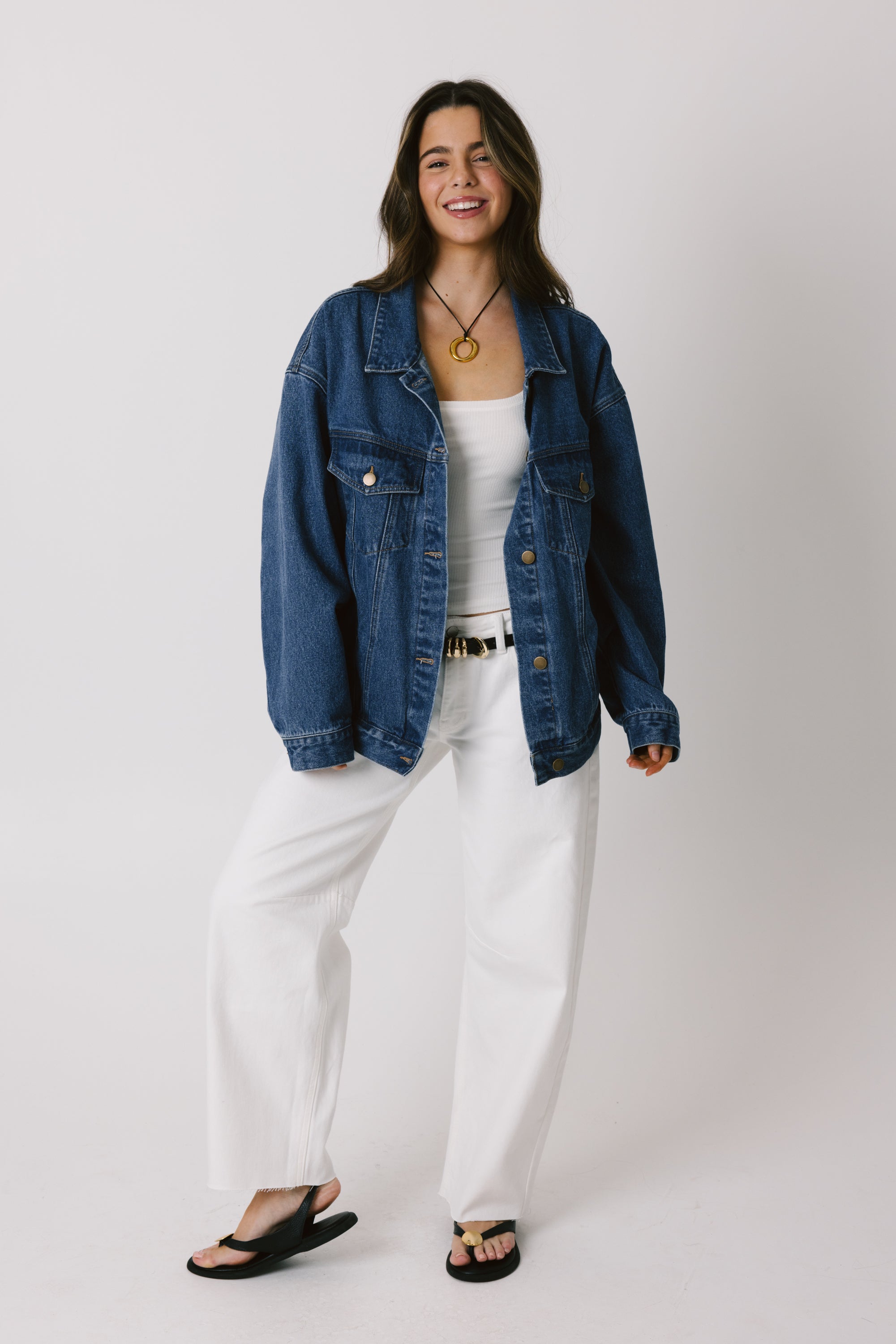 Midtown Oversized Denim Jacket in Dark Wash