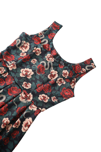 Amanda Rockabilly Rose & Snake Print Dress