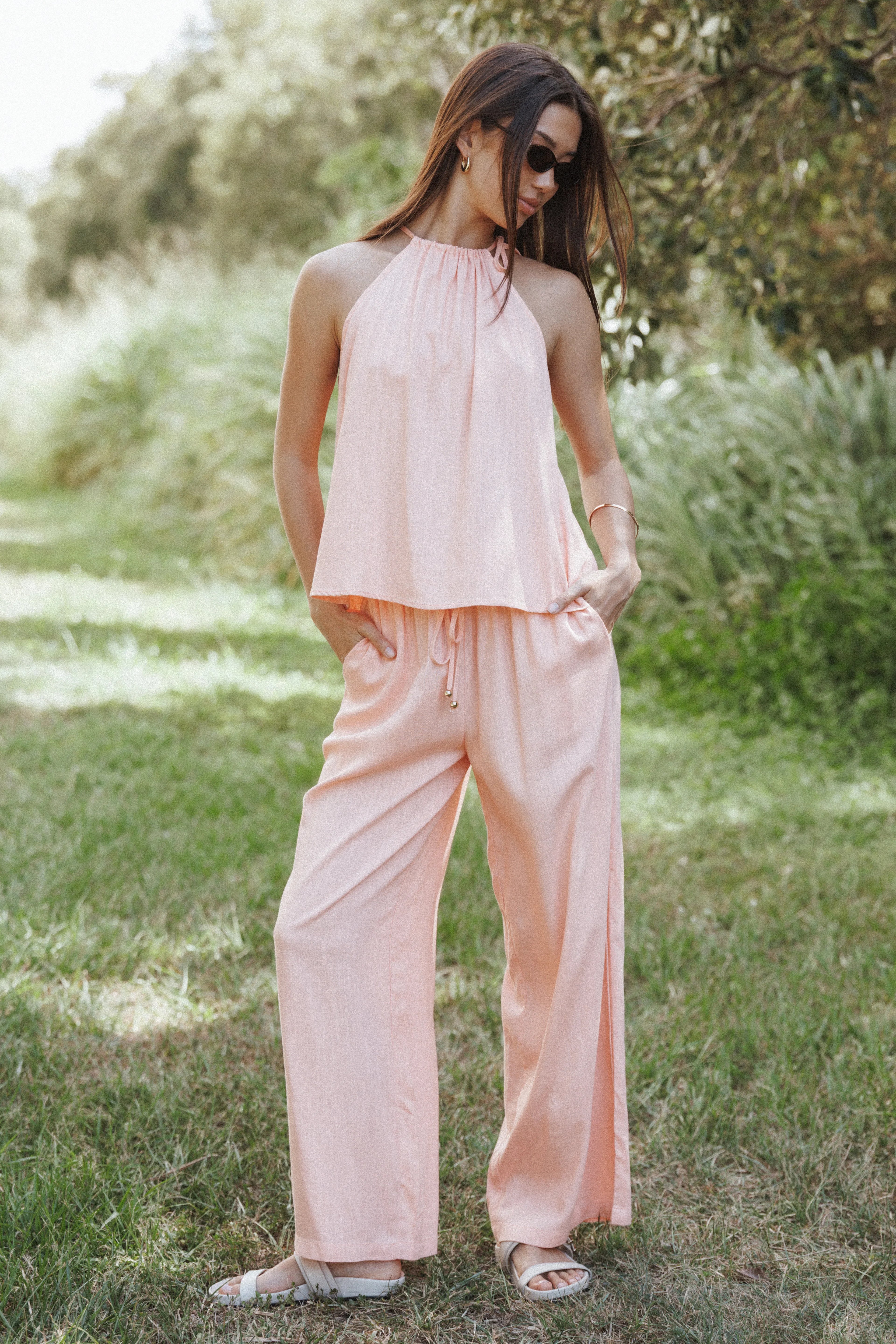 Wren Halter Tie Top - Pink