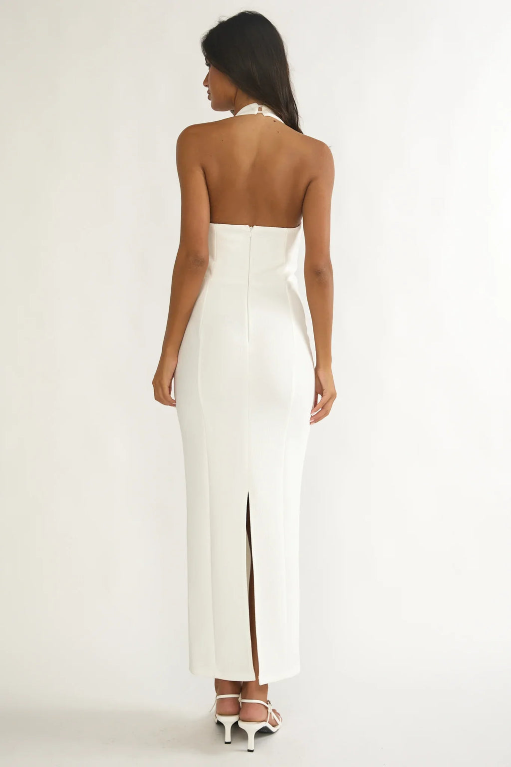 Shailyn Scoop Neck Halter Maxi Dress White