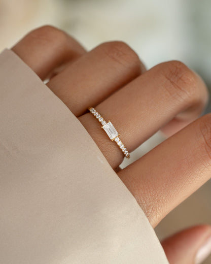 Baguette & CZ Stacking Ring