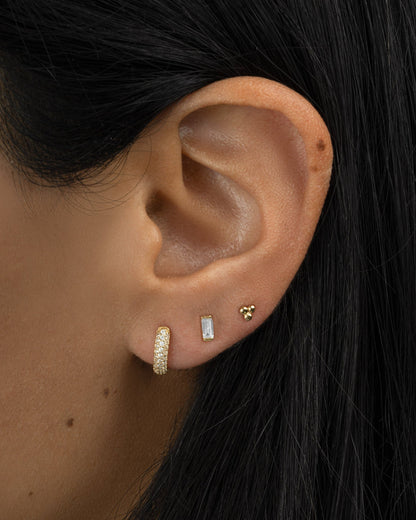 White CZ Baguette Stud Earrings