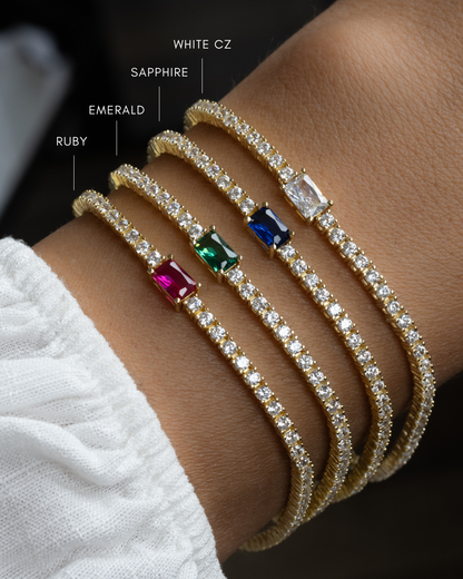 Tennis Bracelet with Baguette Charm