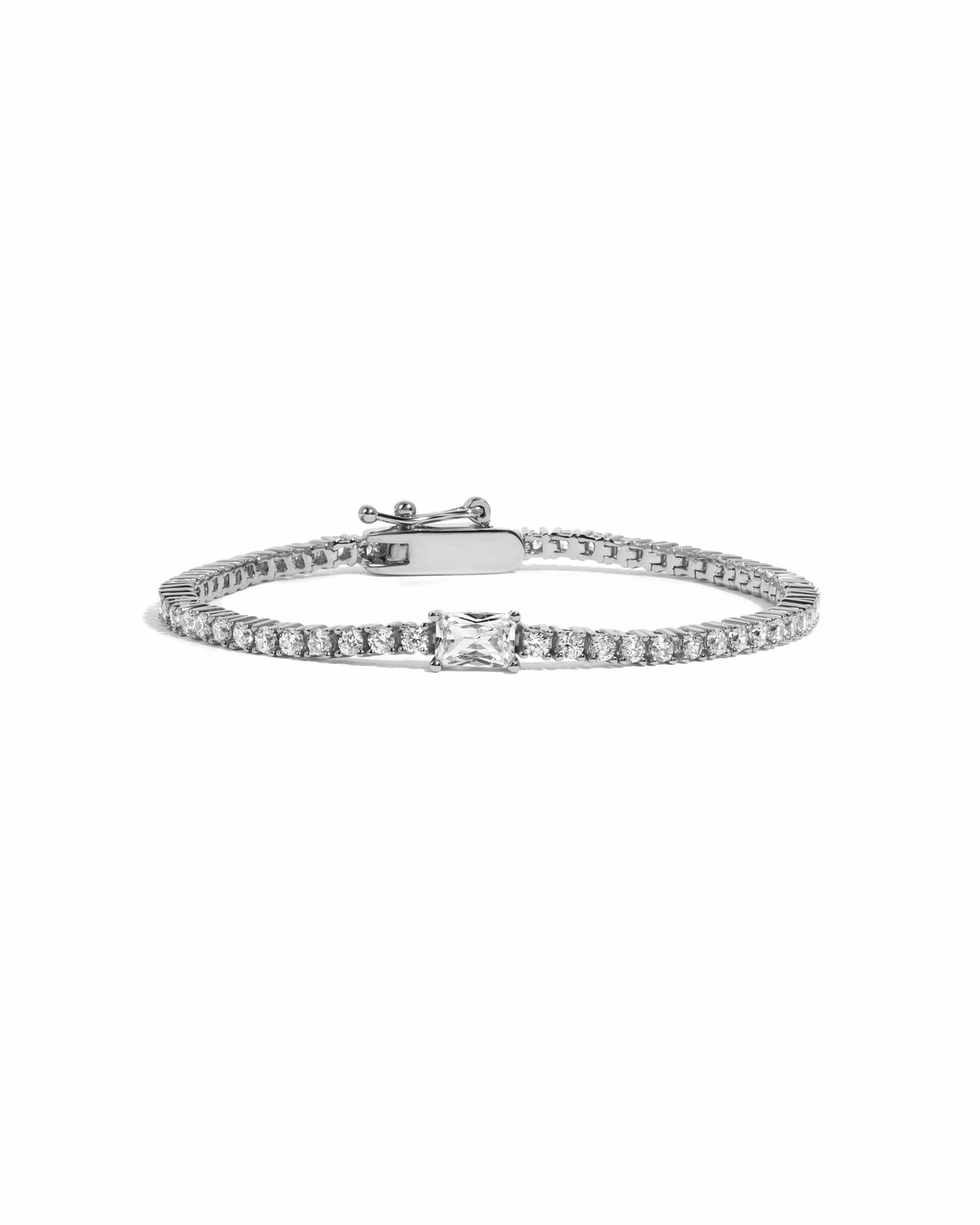 Tennis Bracelet with Baguette Charm