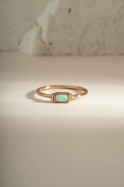 Bezel Baguette Opal Ring