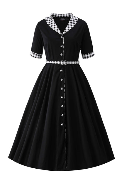 Mollie Black Full Circle Shirt Dress With Gingham