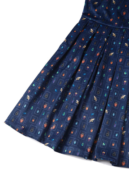 Amanda Navy Blue Bug Swing Dress