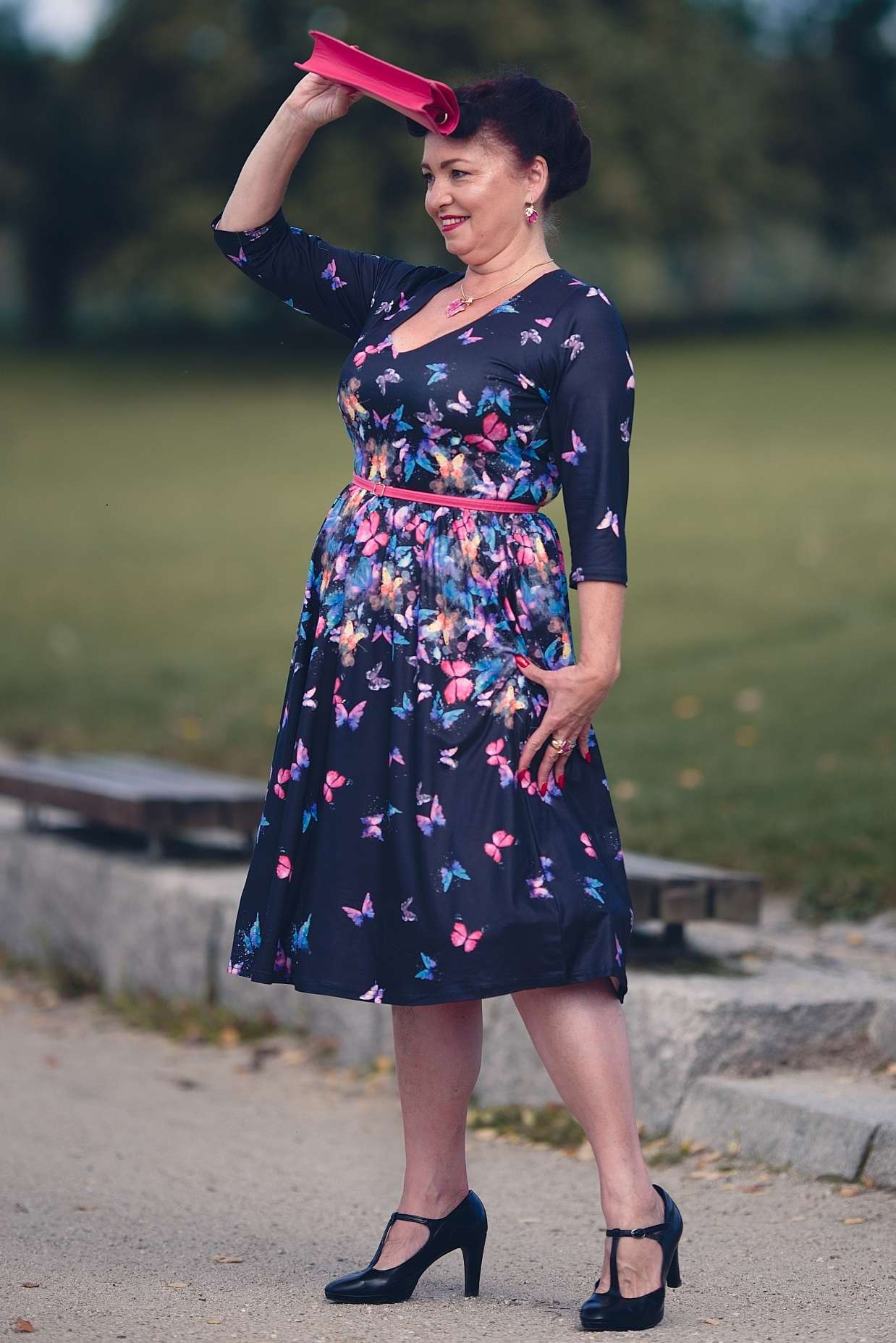 Billie Black Butterfly Long Sleeved Dress