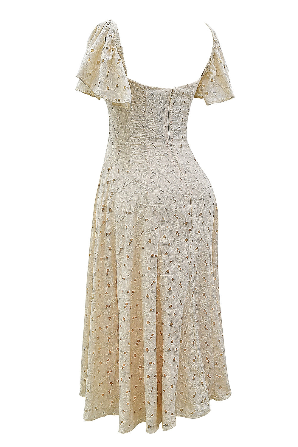 cream tea broderie anglais midi dress