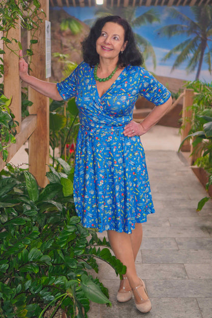 Matilda Cactus Blue Wrap Dress