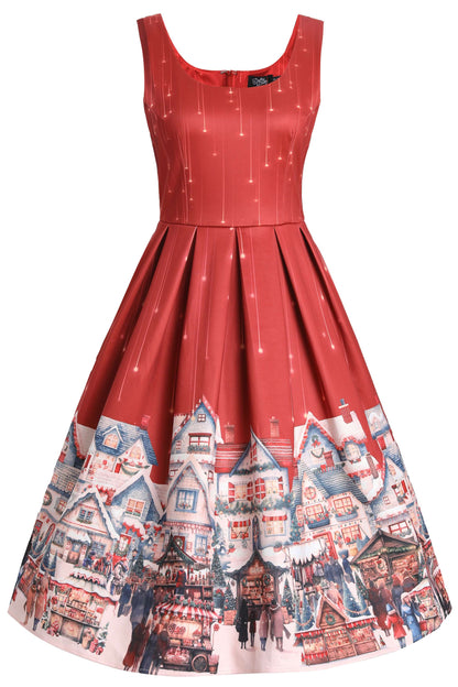 Amanda Christmas Market Red Flared Dress