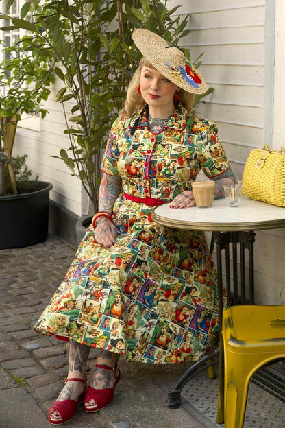 Mabel Comic Book Midi Shirt Dress