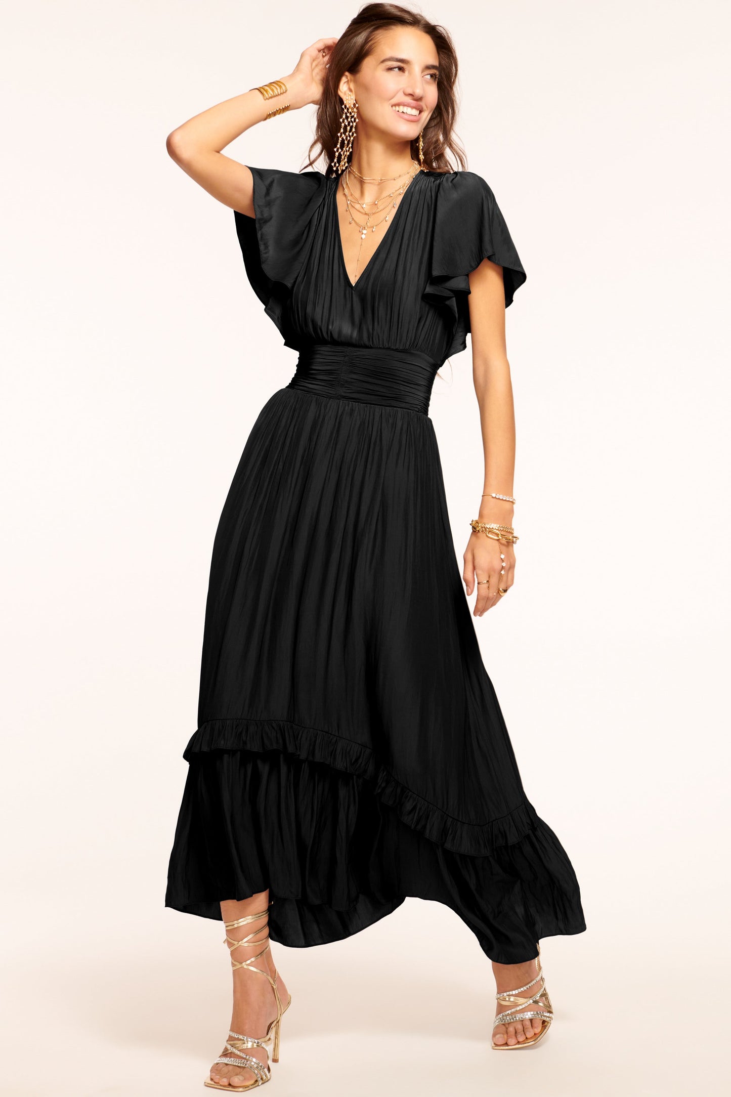 Joanie Short Sleeve Maxi Dress | BLACK