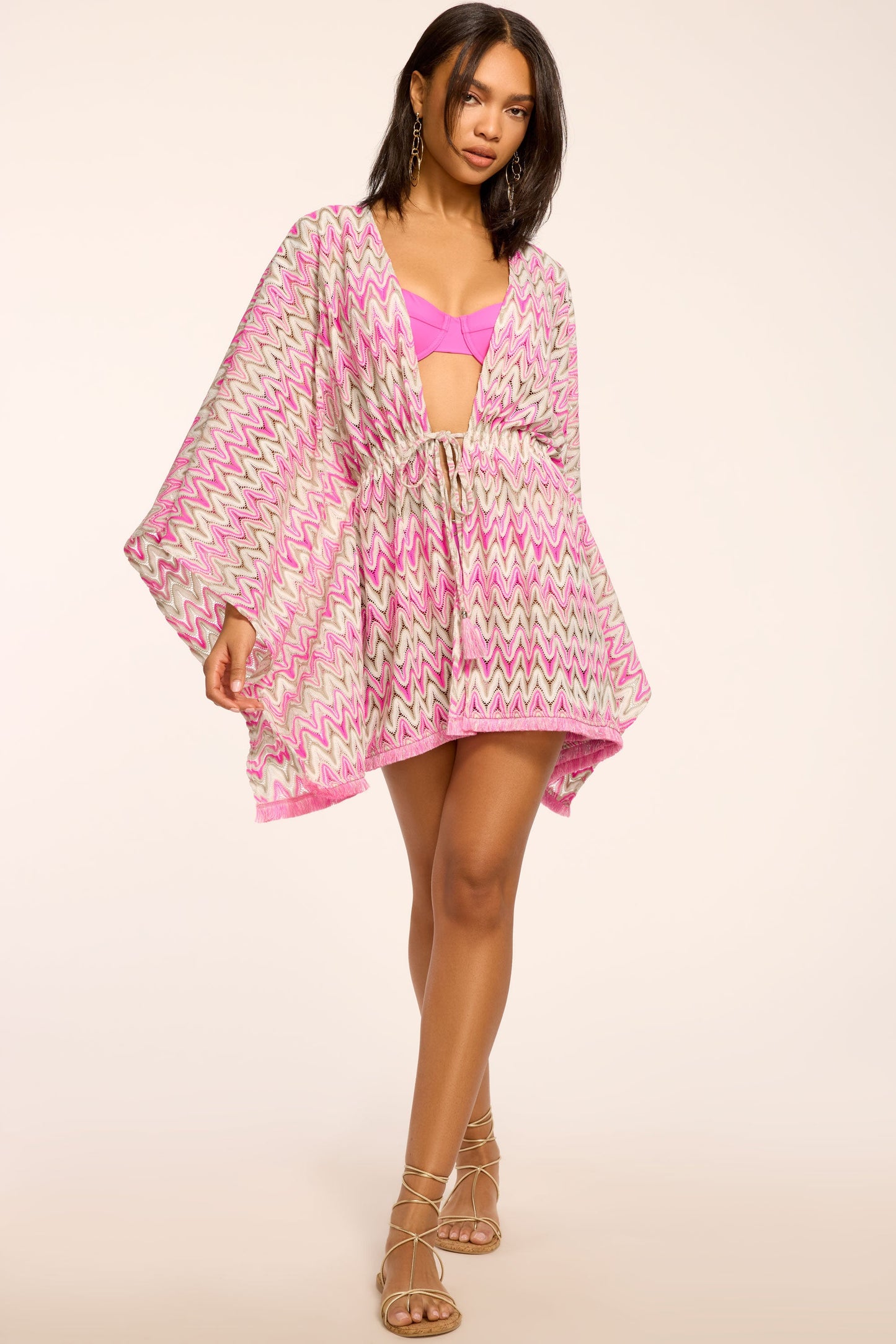 Mckala Chevron Knit Mini Coverup Dress