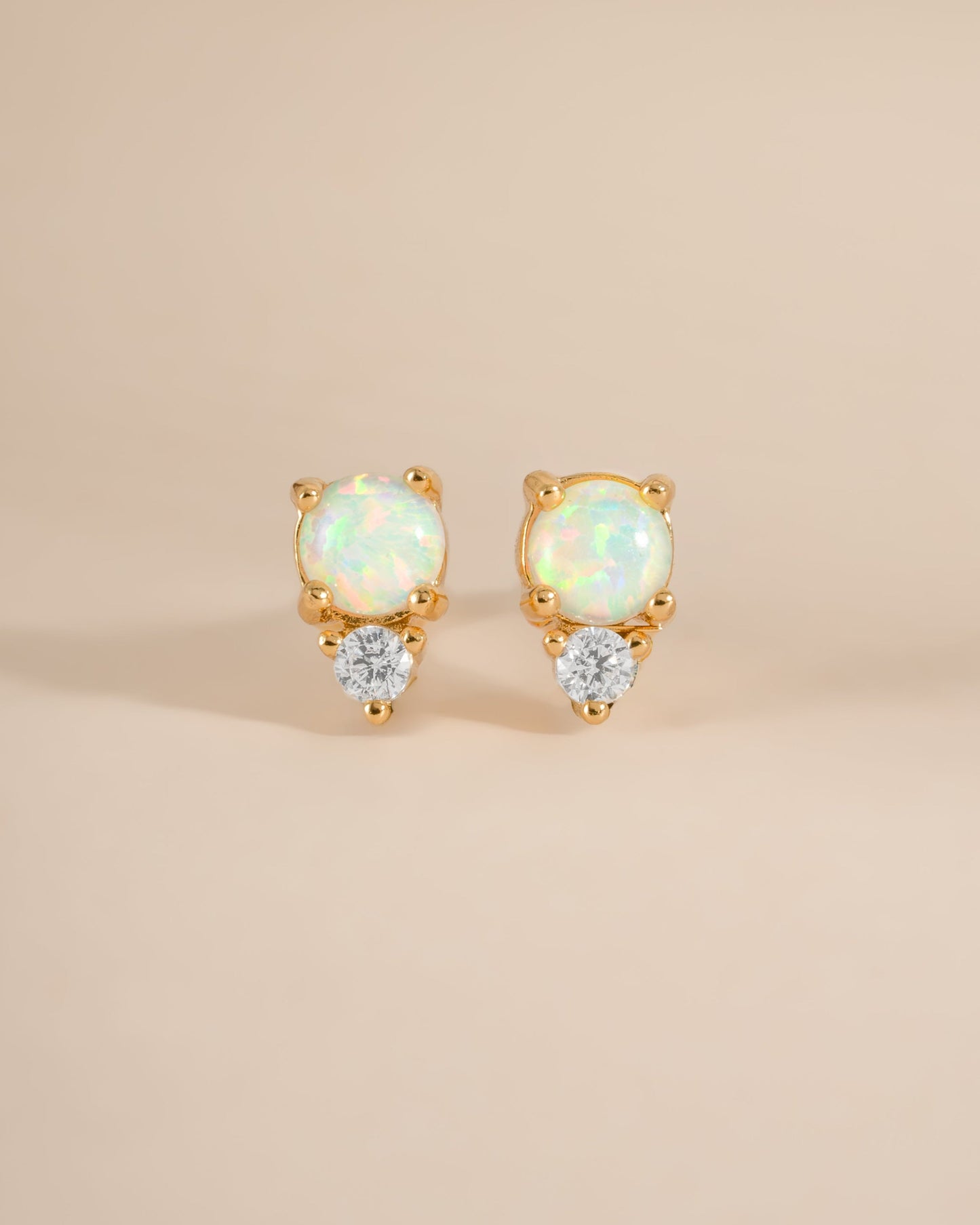 Opal & CZ Stud Earrings