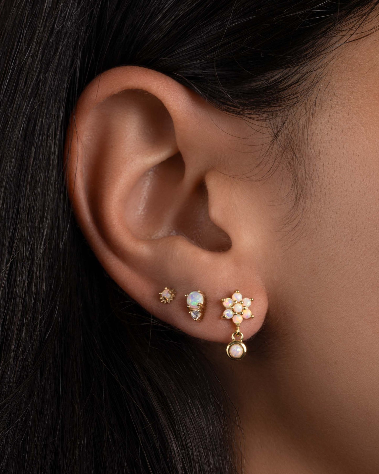 Opal & CZ Stud Earrings