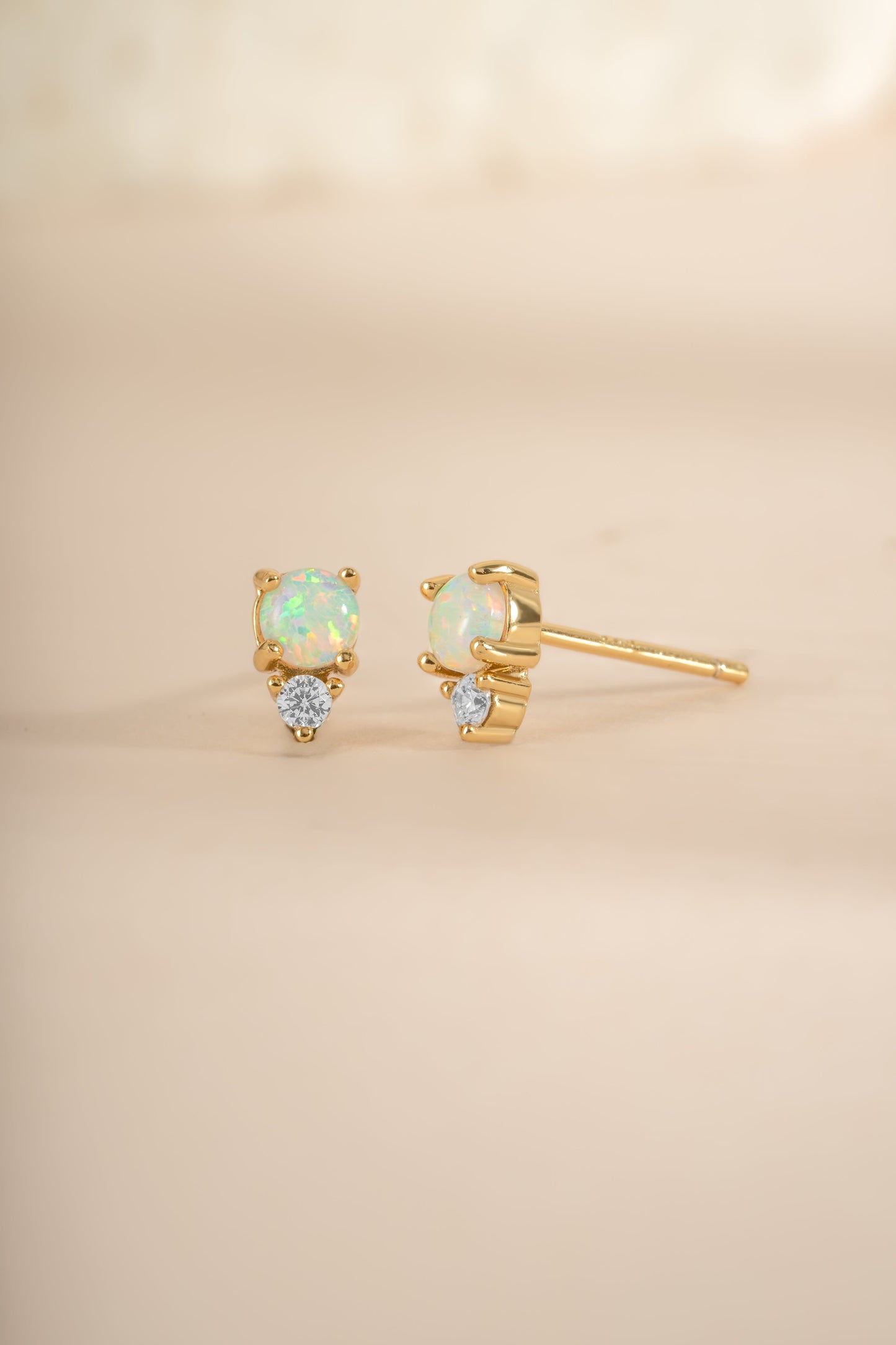 Opal & CZ Stud Earrings