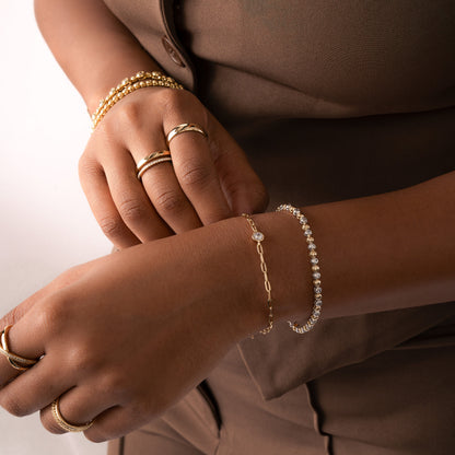 Bezel Charm Paperclip Bracelet